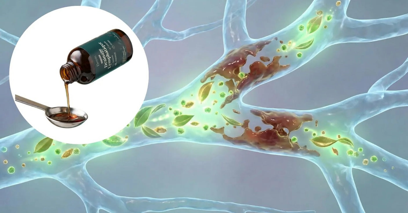 Vaisseaux lymphatiques se débouchant — Flow+ versé à la cuillère dissout les cellules zombies