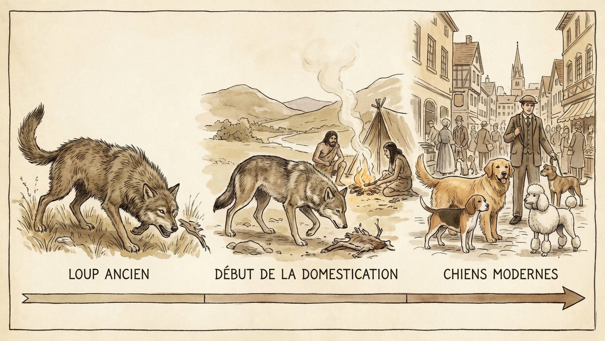 Loup ancien, début de la domestication, chiens modernes